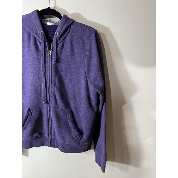 J.Crew Sherpa Lined Zip Hoodied Full Zip Sweatshirt Womens XL  Purple - Picture 3 of 11